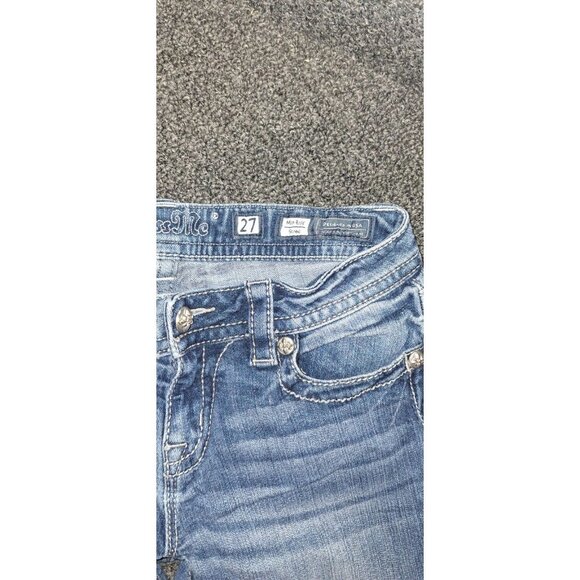 Miss Me MP7555S Jeans Women's 27x31 Mid Rise Slim Embellished Bling Faded - Picture 2 of 4
